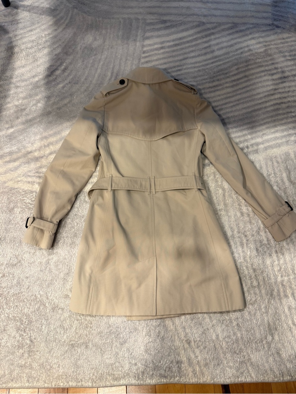 Burberry London Made in Italy Trench Coat Beige Charcoal Mega Check US2 XS - Picture 3 of 8